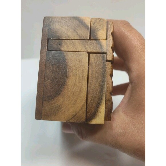 Polished Exotic Hardwood Wood Lighthouse Puzzle Trinket Box 7" Carver Dan - Picture 9 of 16